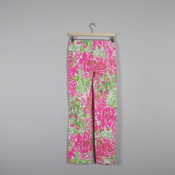 Lilly Pulitzer Georgia May Palazzo Pants Women Pink Floral Summer Pull On XS 254 - Picture 2 of 11